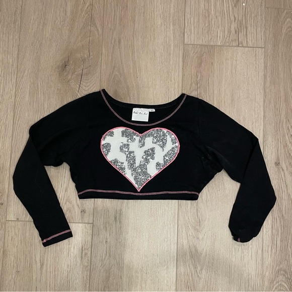 Ooh! La, La! Couture black crop top with heart graphic - Picture 1 of 3